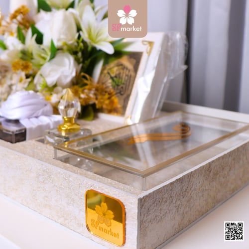 صندوق المهر المقوس البيج مع كتابة الاسماءحفر ليزر...