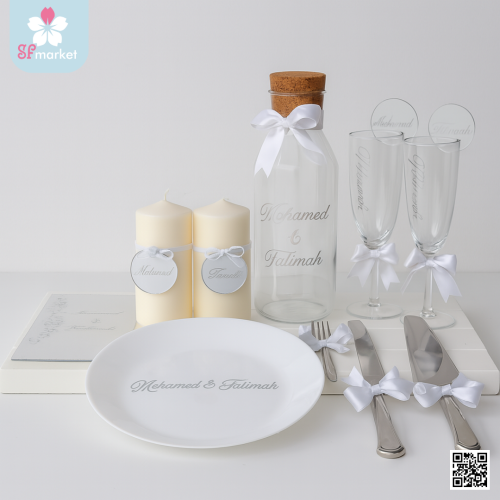 طقم كاسات العرسان مع الاسماء CS028