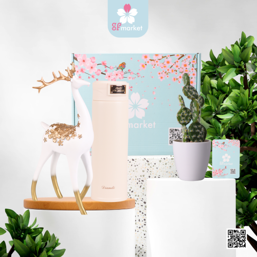 بوكس مج حراري مع مجسم غزال و صبارة صناعيه MG031