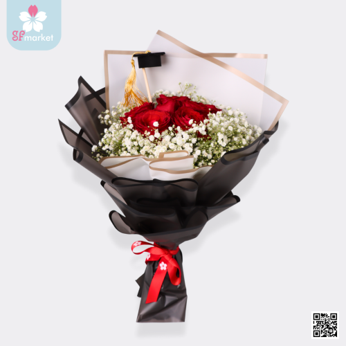 بوكيه ورد طبيعي لف اسود NF008