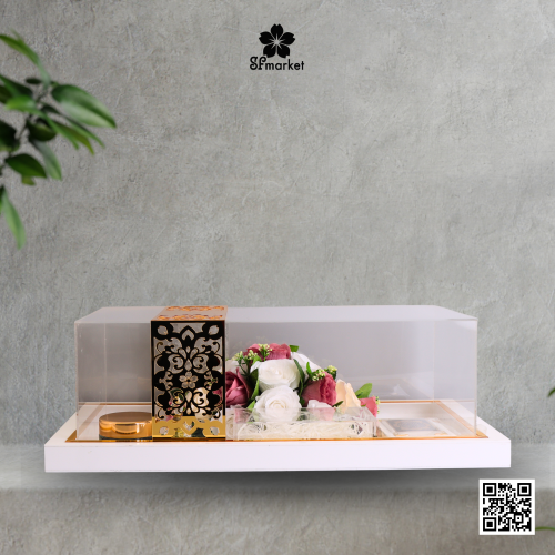 صندوق مهر اكرليك مزخرف ذهبي DB009