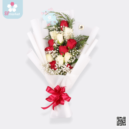 باقة ورد طبيعي أحمر NF063