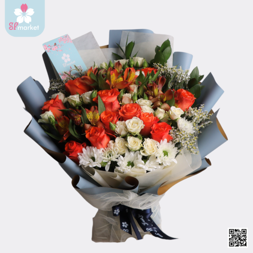 باقة ورد طبيعي اورنج NF058