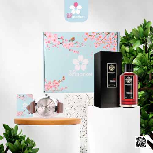 بوكس عطر ريد توباكو مع ساعة يد ماركة ايرون MG003