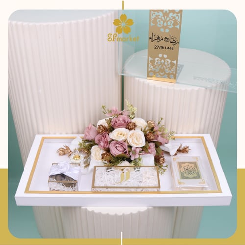 صندوق مهر اكرليك مزخرف ذهبي DB009