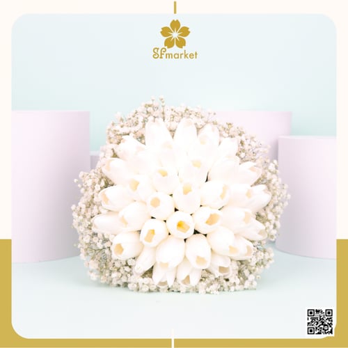 مسكة عروس ورد صناعي وطبيعي M1239