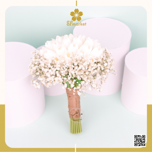 مسكة عروس ورد صناعي وطبيعي M1239