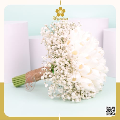 مسكة عروس ورد صناعي وطبيعي M1239