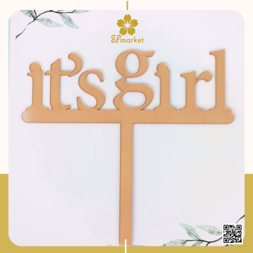 تغريسة اكرليك ذهبي مولودة it's girl S121