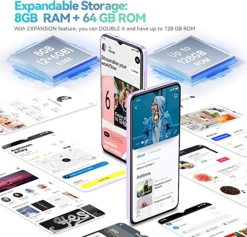 اوكتيل C57S جوال ثنائي الشريحة يدعم تقنية 4G سعة 6...