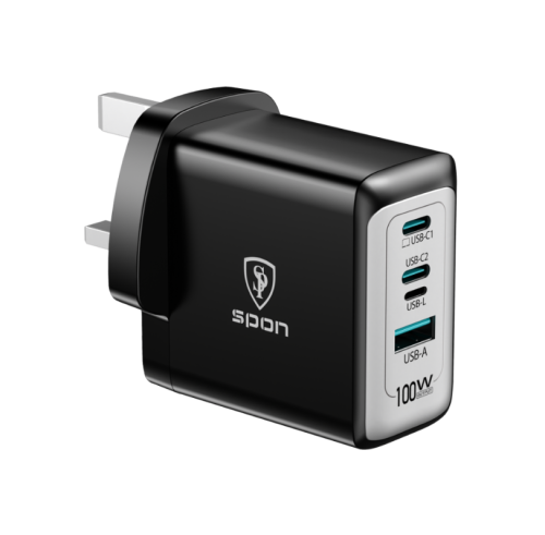 شاحن جداري عالمي 100 واط (2 منفذ تايب سي + USB+ من...