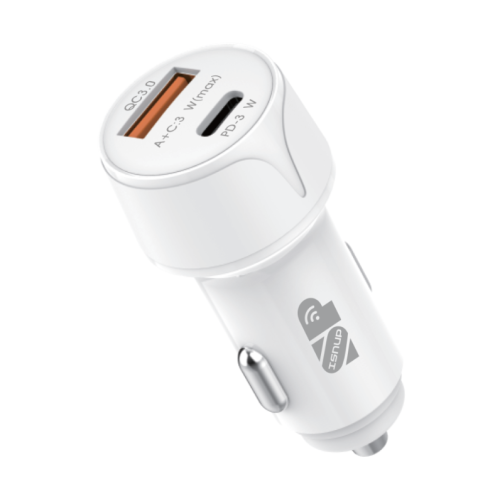 شاحن سيارة سريع بمنفذين PD - USB 38W متوفر باللون...
