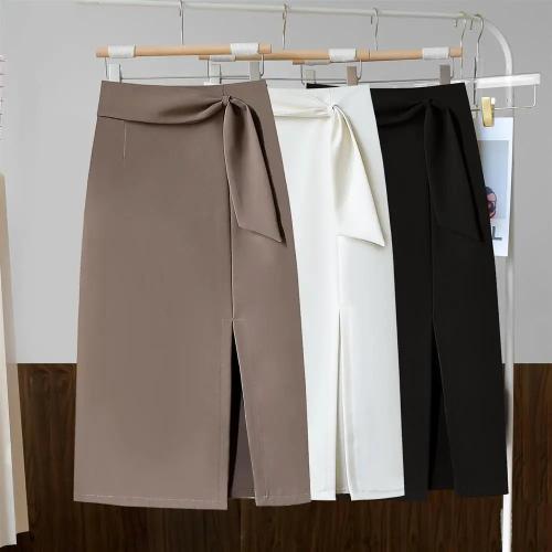 تنورة نسائية طويلة بخصر مرتفع للعمل