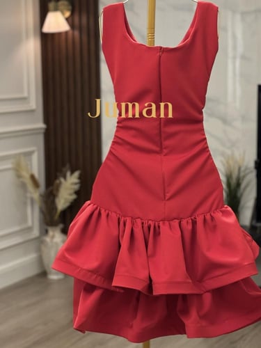 فستان احمر كت قصير