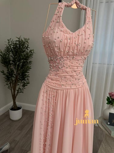 فستان سهره وردي ب لول