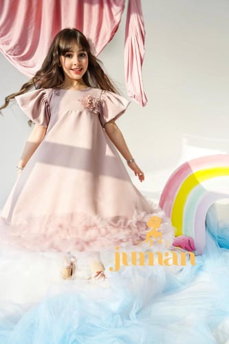 فستان بنات وردي