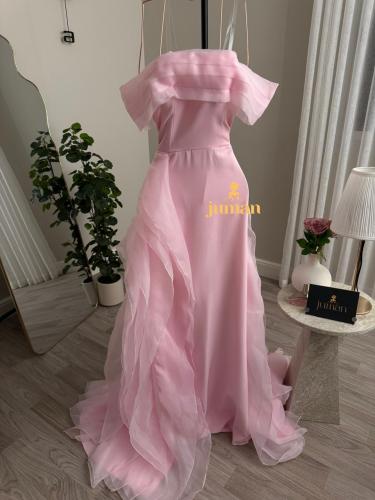 فستان سهره بيبي بينك بذيل جذاب