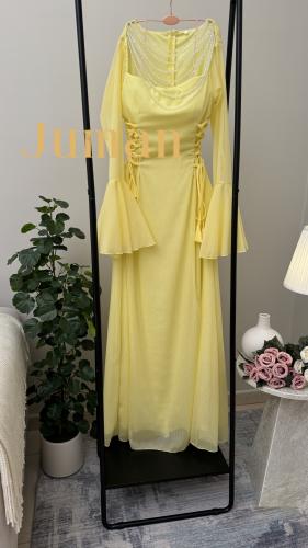 فستان سهرة لون اصفر انيق