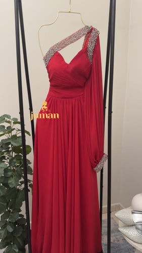 فستان سهره احمر بكرستال