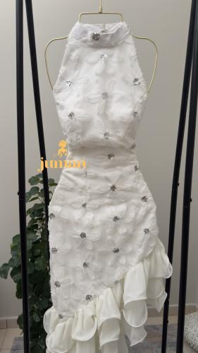 فستان باربي ابيض بورود