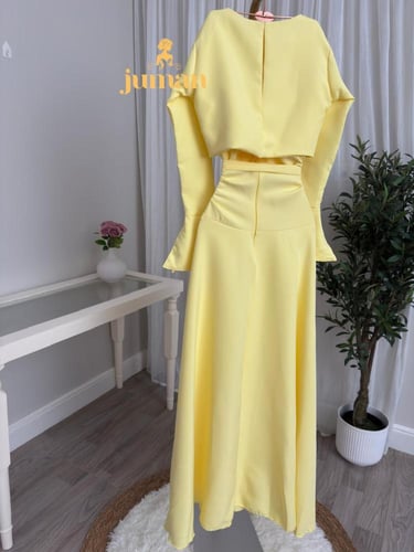 فستان عيد اصفر قطعتين