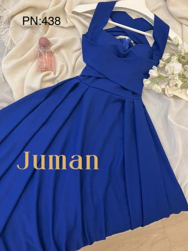 فستان ناعم كريب بقصة اكس من الخلف