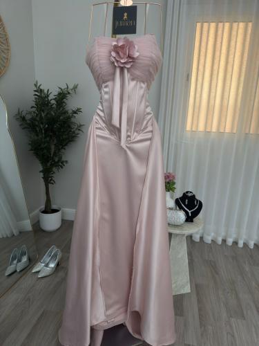 فستان زهري ي سهره اكمام منفصله