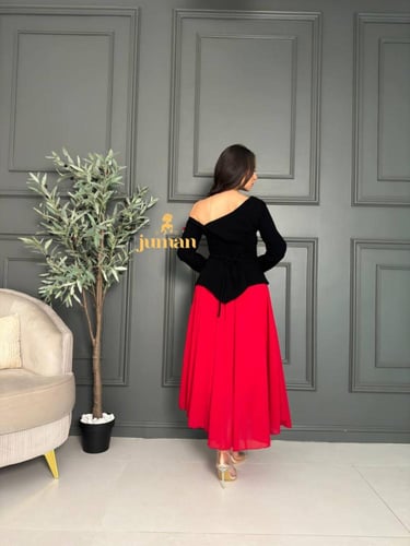 فستان اسود شيفون انيق