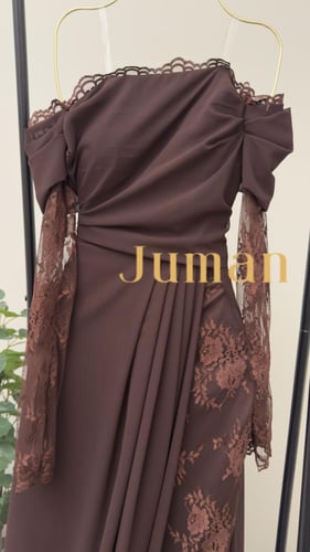 فستان دانتيل بني وانيق