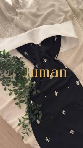 فستان اسود ناعم كريب