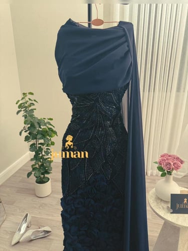 فستان سهره كحلي ساتر