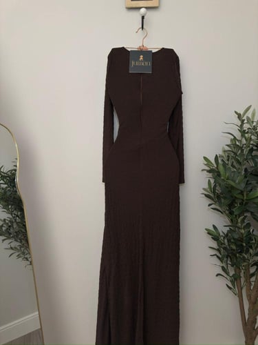 فستان بني فصوص استرتش