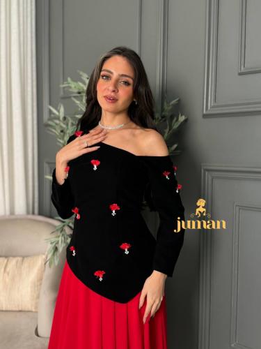 فستان اسود شيفون انيق