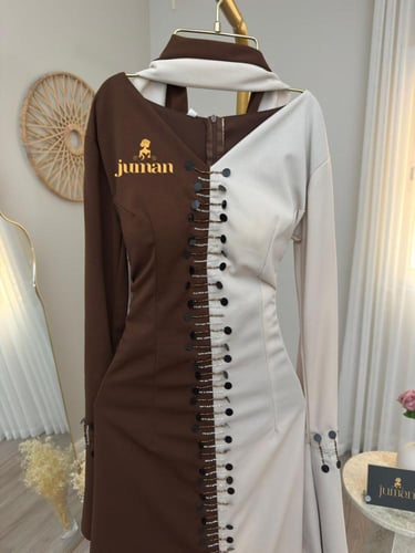 جلابية رمضانيه بيج مع بني