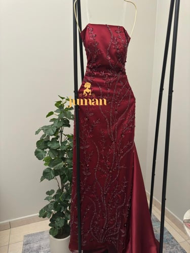 فستان سهره تفته مطرز خرز بذيل