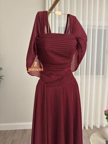 فستان عودي لمعه استرتش