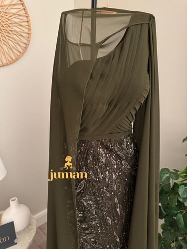 فستان سهره زيتي ساتر