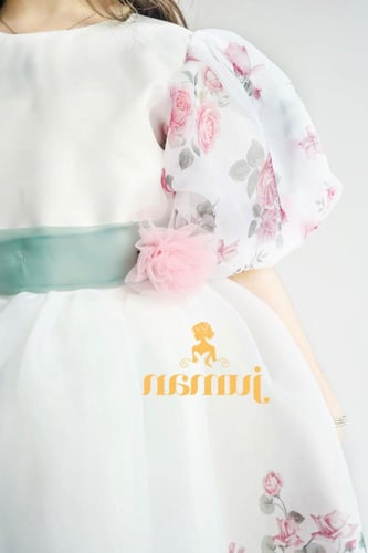 فستان بناتي سهره بحزام تراكوزا للعيد