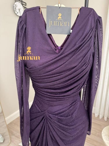 فستان موف لمعه استرتش