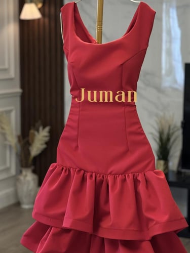 فستان احمر كت قصير