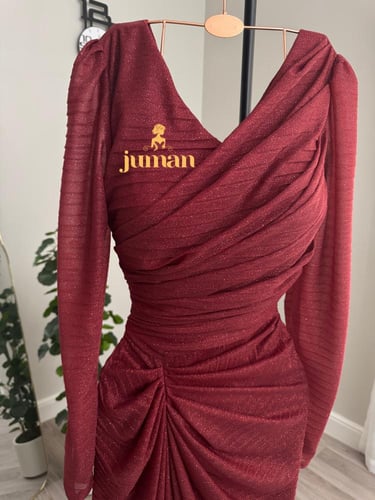 فستان سهره لمعه طويل بكسرات