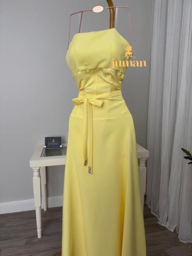 فستان عيد اصفر قطعتين