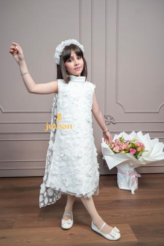 فستان اطفال مورد ابيض