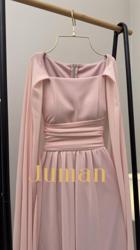 فستان ناعم وردي طويل