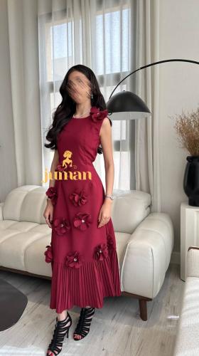 فستان احمر سهرة بورود