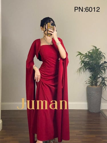 فستان كريب بأكمام طويله