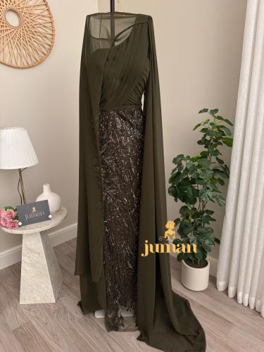 فستان سهره زيتي ساتر