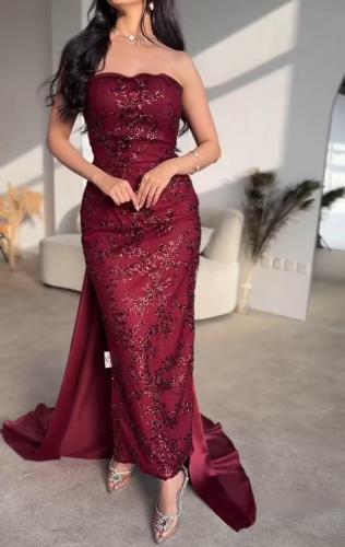 فستان سهره تفته مطرز خرز بذيل