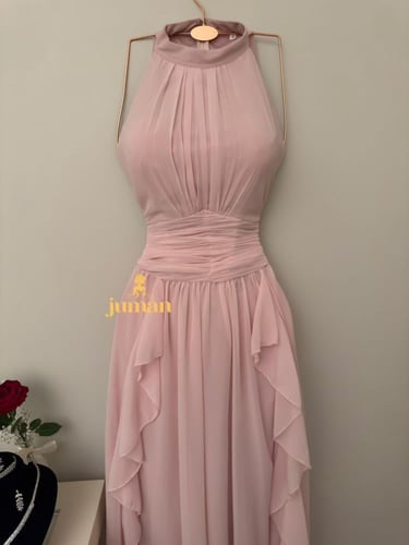 فستان شيفون وردي كلوش