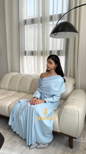 فستان عيد سماوي طويل